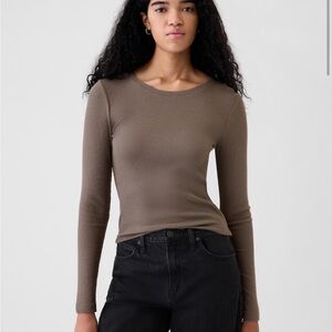 GAP Brown Fitted Long Sleeve Bodysuit